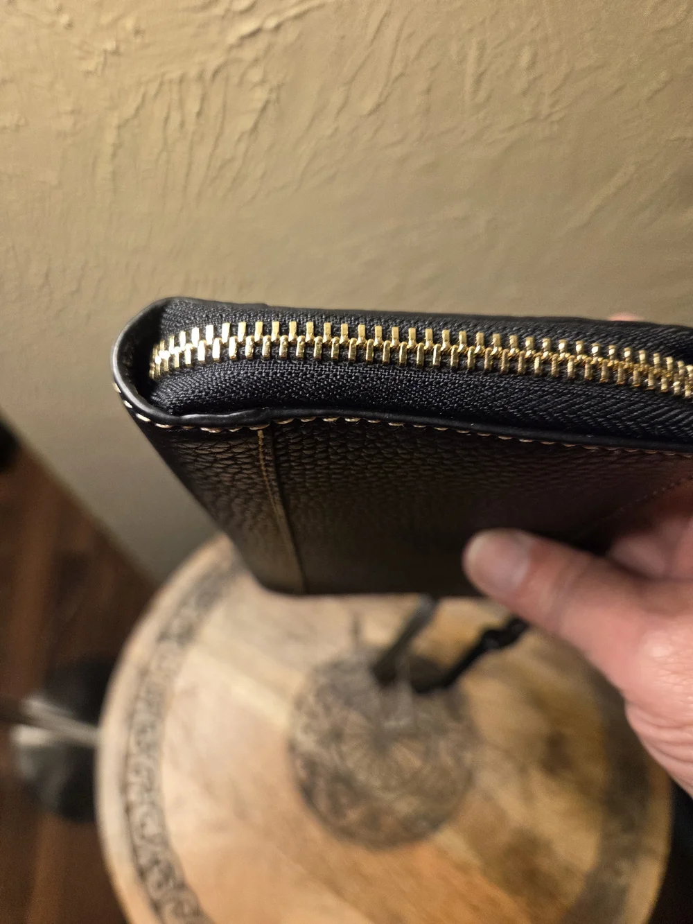 Dooney & Bourke Black Pebbled Leather Wristlet/Wallet